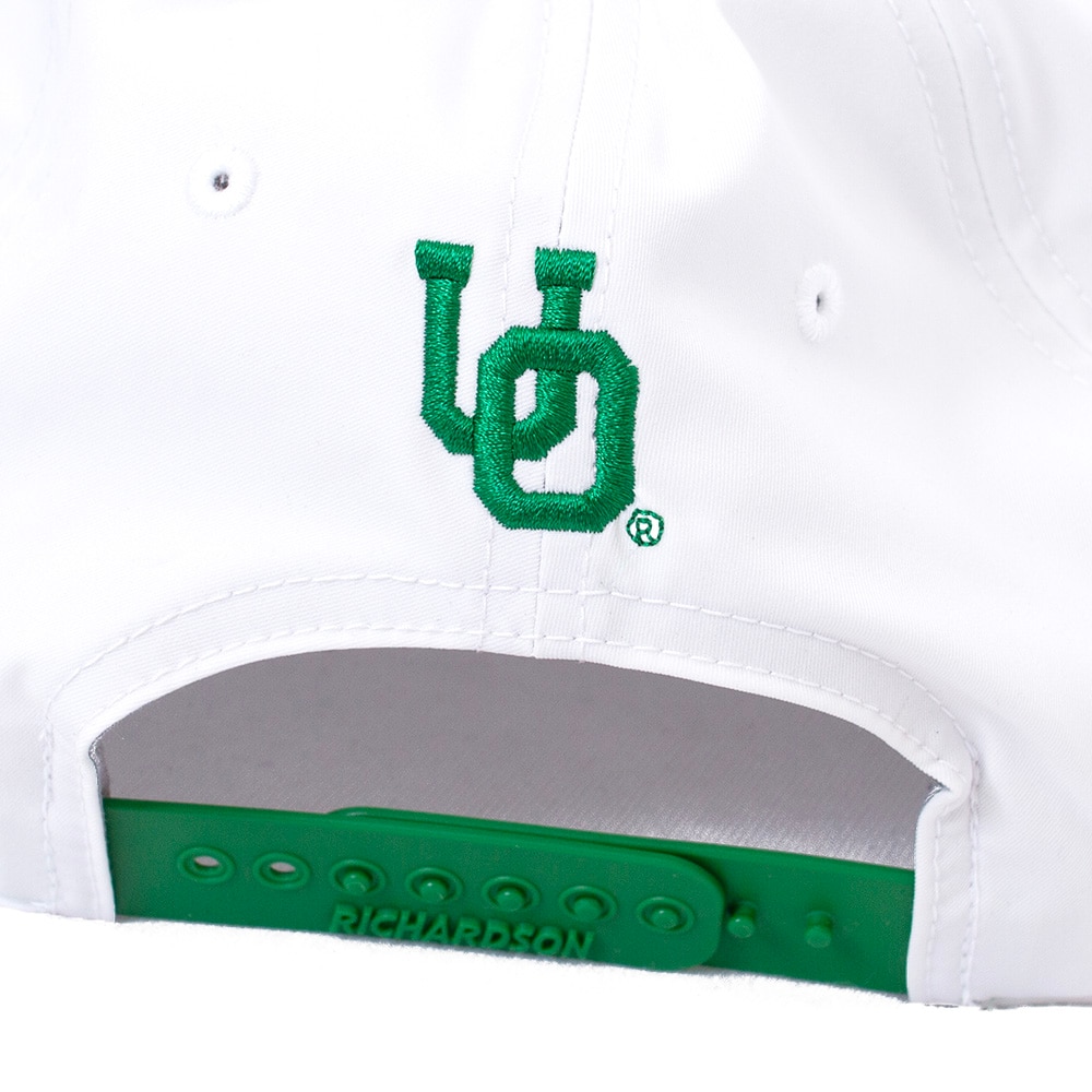 Interlocking UO, Richardson, White, Curved Bill, Polyester, Accessories, Unisex, White & Kelly, 258, Rope, University of Oregon, Adjustable, Hat, 846800